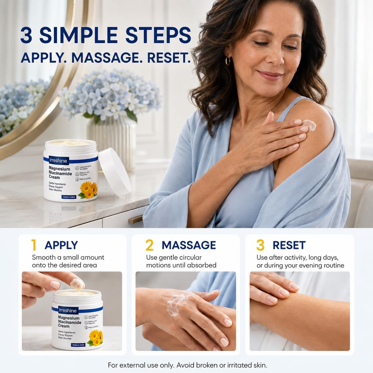 Peak Health Magnesium Niacinamide Freeze Relief Cream: Fast-Acting Freeze Cream for Knees, Muscles, Joints, Neck, Back, Hips, Legs & Feet – Fast-Absorbing Cooling Formula Magnesium Chloride Cream