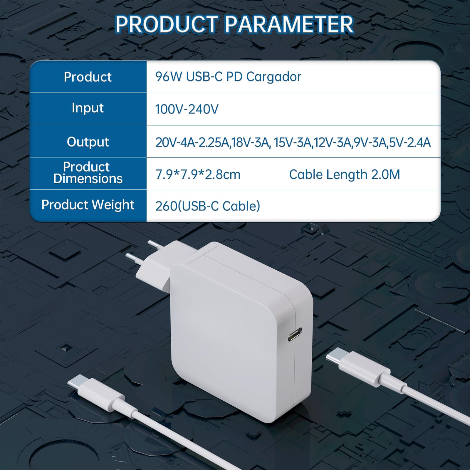 96W USB C ładowarka, zasilacz ładowarki do Mac Book Pro, MacBook | 13" 15" 2016 2017 2018 2019 2020 kompatybilna z MacBook Air iPad Pro Samsung Huawei Xiaomi z kablem USB C