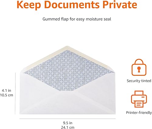 Miniatura 7 de Tienda Basics 10 - Sobres de negocios teñidos de seguridad sellados con humedad 4-18 x 9-12 pulgadas paquete de 500 unidades
