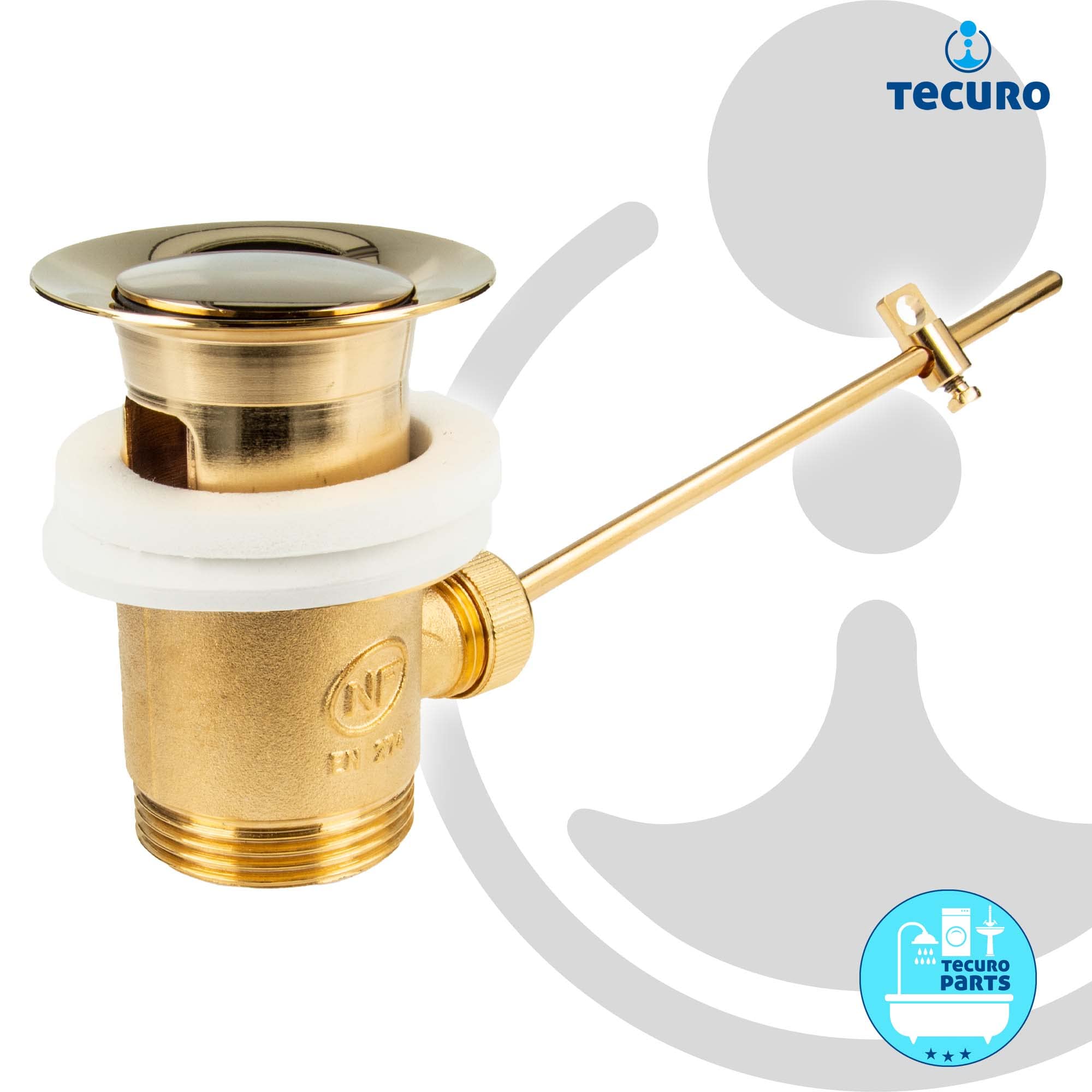EW-HAUSTECHNIK Tecuro Juego de desagüe excéntrico, dorado, para lavabo