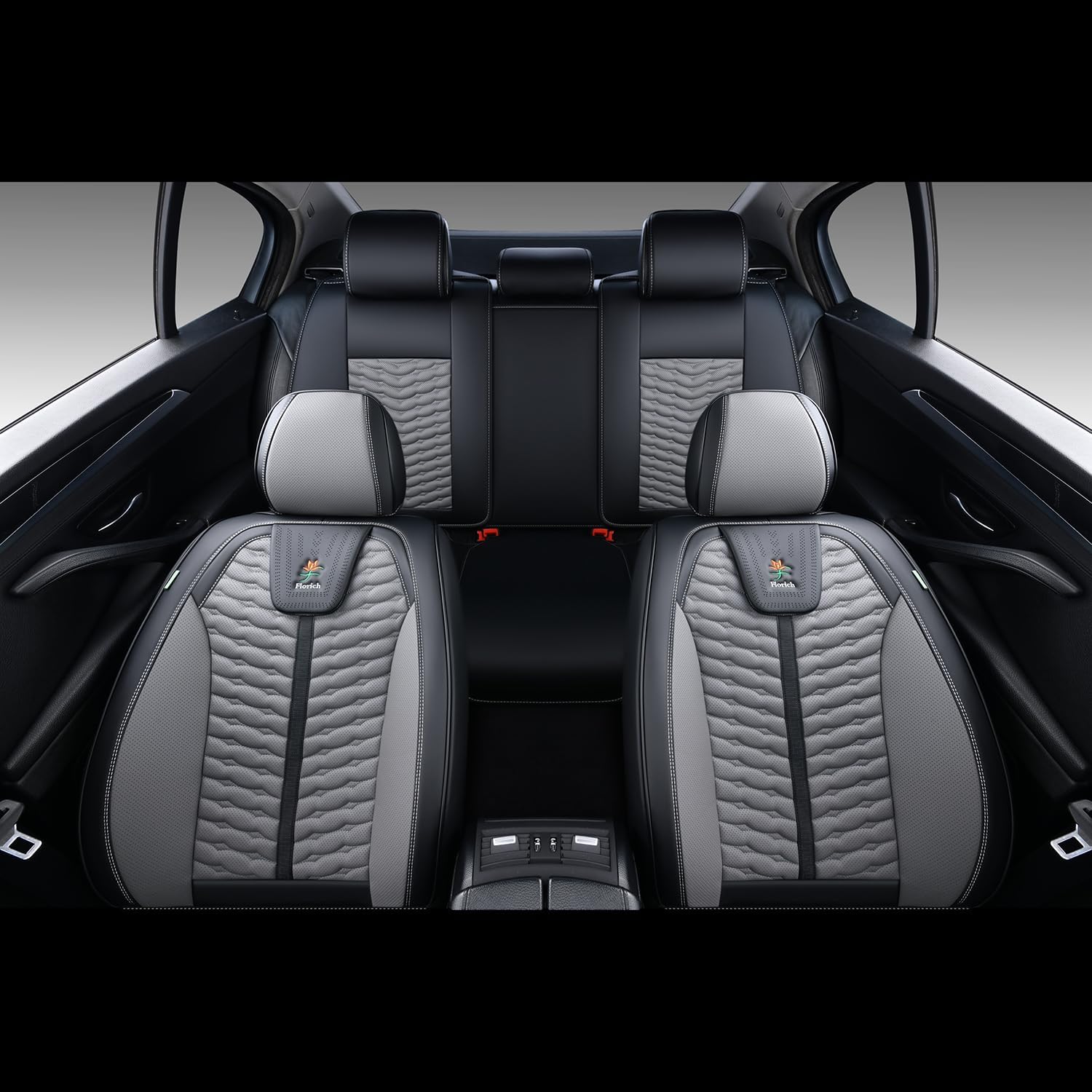 FLORICH Fundas de Asientos de Cuero, Fundas para Asientos Delanteros y Traseros, 5 Piezas Asientos para el Protector de Asientos del automóvil Universal para la mayoría de automóviles y Camiones