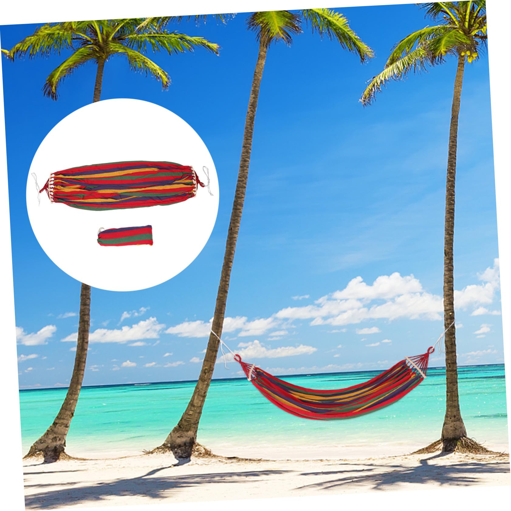 SUPVOX Hamac Double Anti-roulis en Toile Rayée Grosse Largeur pour Camping et Jardin, Capacité Renforcée, Portable et Léger, Randonnée Plage Extérieur Intérieur