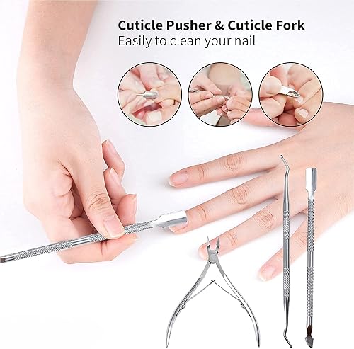 Miniatura 3 de Kit de 31 herramientas de pedicura para pies y manos para eliminar la piel muerta, mantenimiento de uñas con caja de almacenamiento de limpieza para