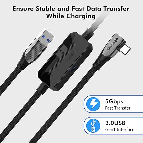 Miniatura 6 de AMVR Cable de enlace mejorado de 16 pies para Oculus Quest 2 con puerto de carga separado para energía ultra duradera transferencia de datos de alta