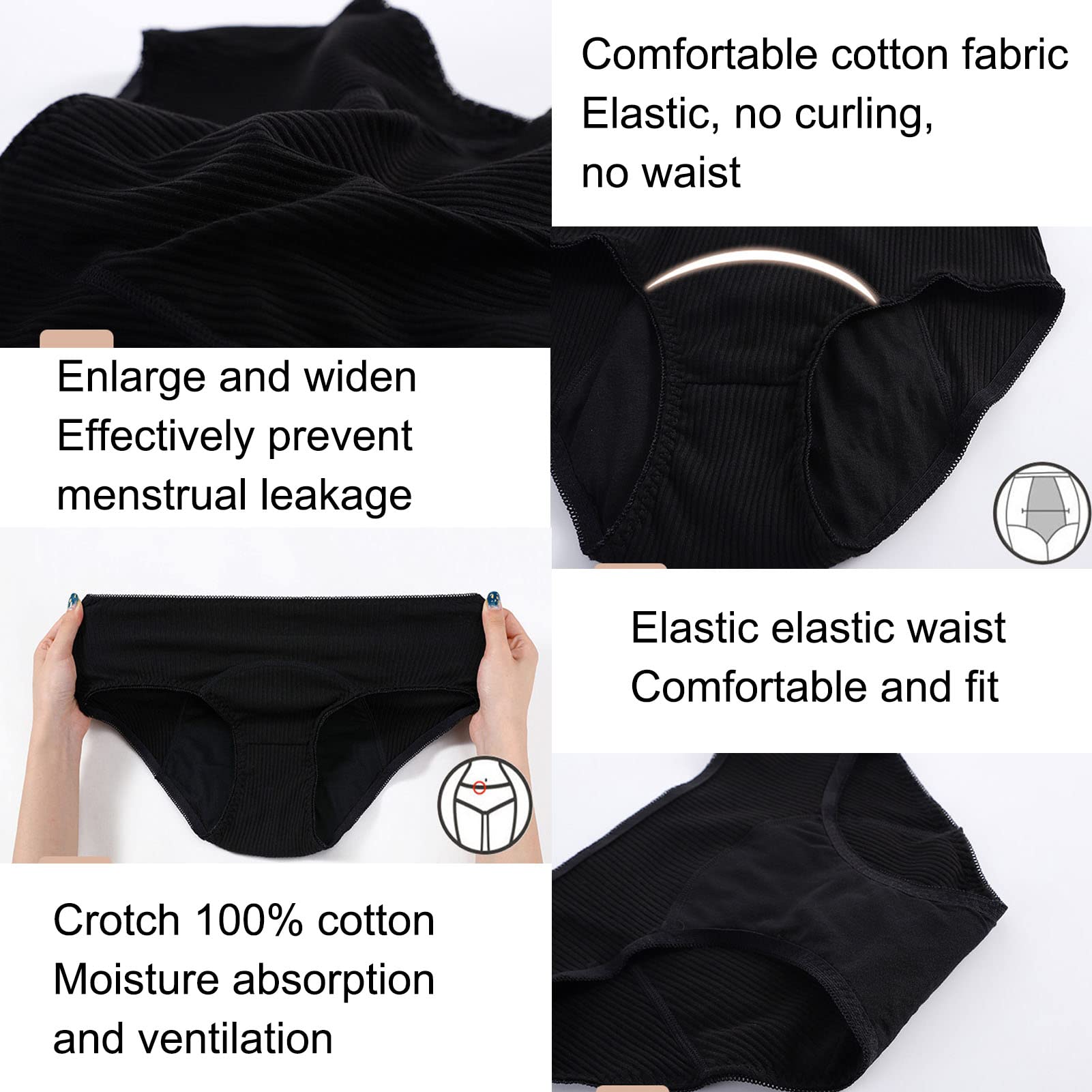Ropa Interior Menstrual - Bragas menstruales - Calzoncillos de algodón a Prueba de Fugas para Adultos para incontinencia - Calzoncillos de Bikini supersuaves para Mujeres y niñas - Braguitas posp