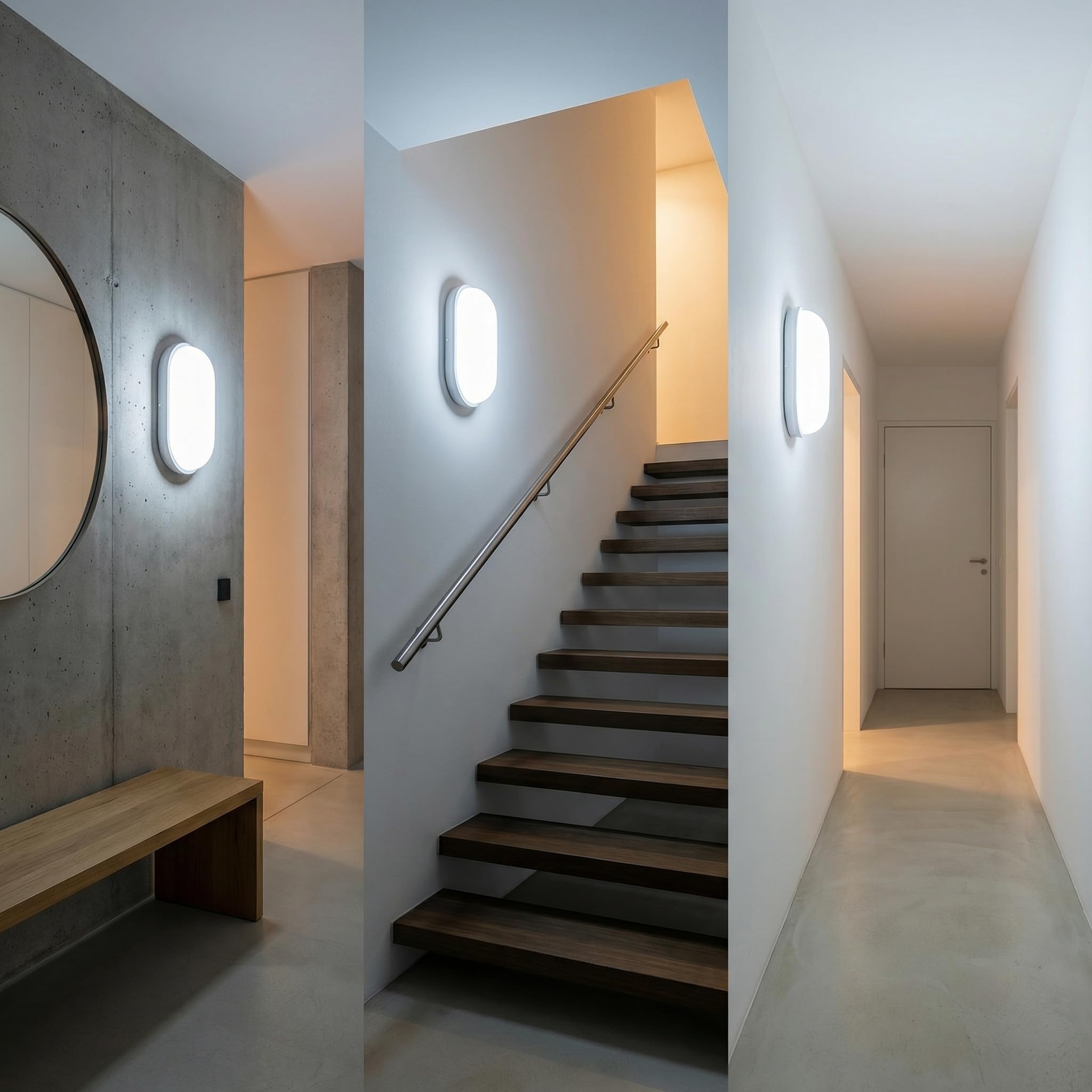 Plafonnier LED Ovale Applique Murale Intérieur, Extérieur IP54 Étanche, 20W 2000LM 4000K Blanc Neutre, Luminaire pour Salle de Bain, Garage, Couloir, Cave, Jardin 2 Pièces
