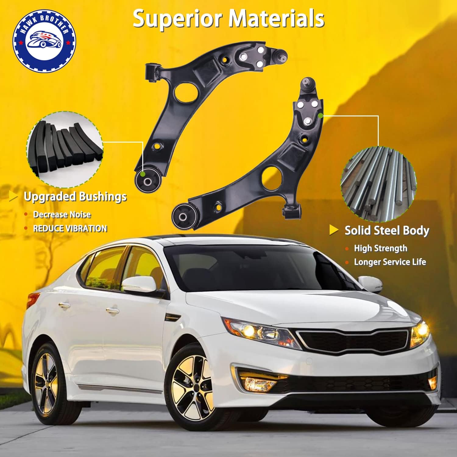 Control Arm, w/Sports Suspension Front Lower Ball Joint Kit Replacement For 2011-2014 Hyundai Sonata Azera Kia Cadenza Optima(Non-Hybrid Version)