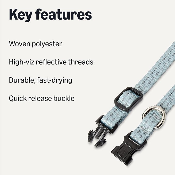 Collar Reflectivo Ajustable para Perro Amazon Basics Talla XS Azul Cian miniatura 2