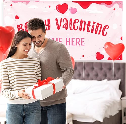 Miniatura 69 de Cartel de fondo personalizado para el día de San Valentín, decoración de San Valentín, letrero de vinilo con texto en inglés "Be My Valentine