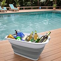 Vista 7 de SAMMART - Canasta plegable de plástico para ropa sucia, recipiente de almacenamiento / organizador, tina de lavado portátil, para ahorro de espacio