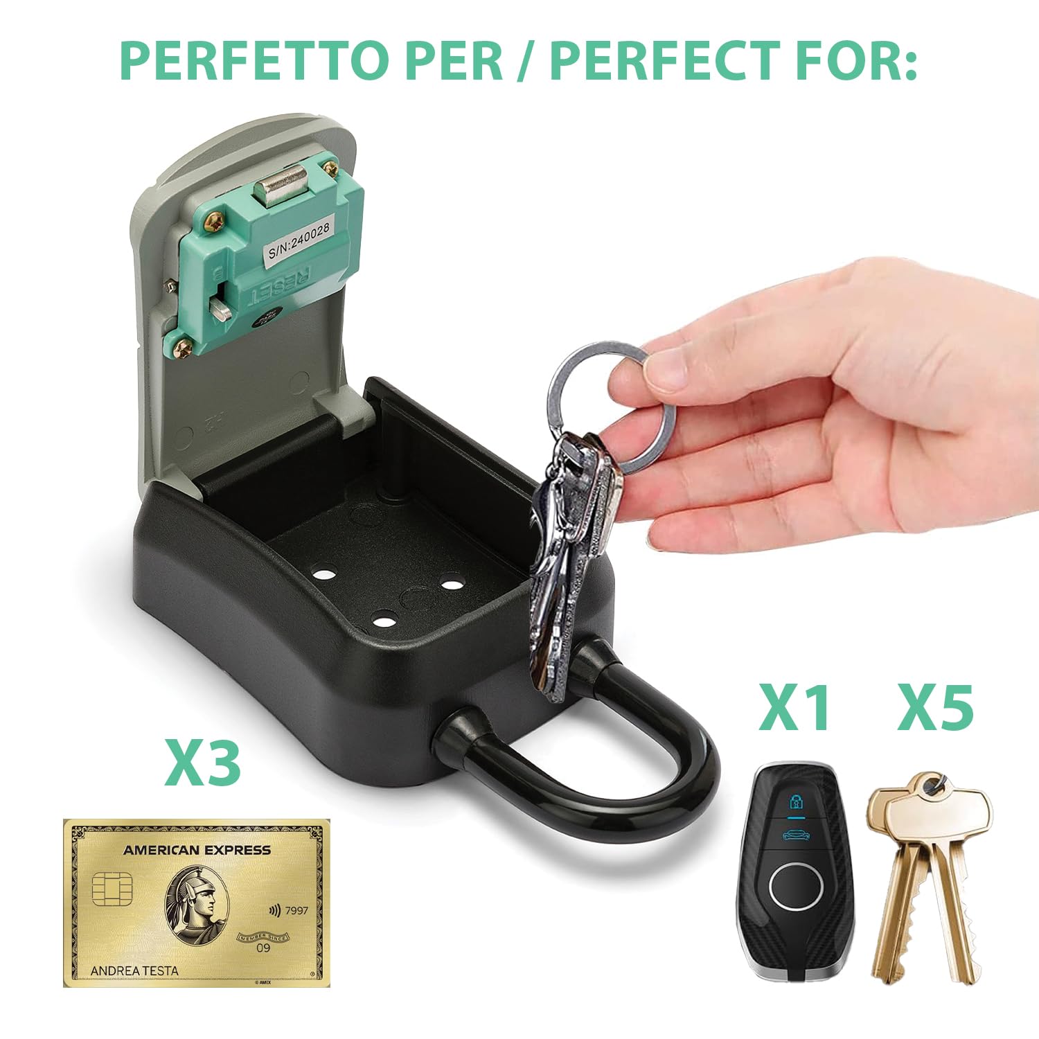 Velamp IRONGUARD IG012 - Cassetta di sicurezza per chiavi - Con lucchetto – Contenitore standard - Resistente alle intemperie - Combinazione a 4 cifre - Ideale per chiavi ingresso casa, garage e B&B