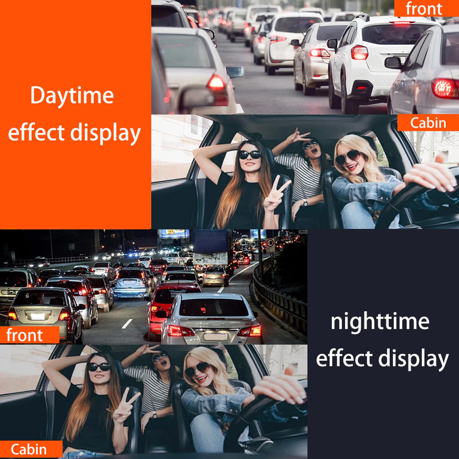 Annadue Fotocamera Anteriore e Posteriore e All'interno e All'interno della Dash Cam, 2K+1080p+2x480p WiFi CASHCAM DASHCAM CAMERA, SUPER Night Vision, Alimentazione più Leggera, con