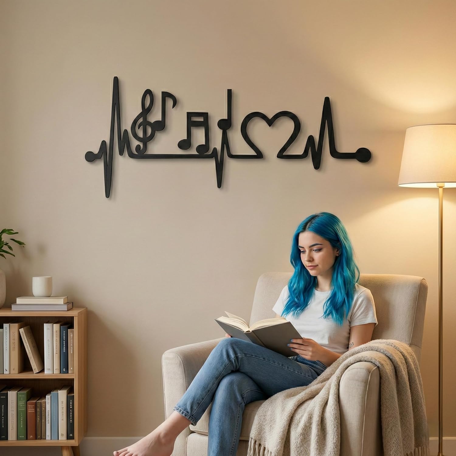 DEKADRON Music Metal Wall Art Decor 3D Wall Silhouette Metal Wall Decor Home Office Decoration Bedroom Living Room Decor Sculpture (47" W x 20" H / 120x52cm)