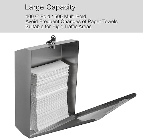 Miniatura 9 de Paper Towel Dispenser, Commercial Stainless Steel Tri-foldMulti-foldC-Fold Paper Towel Holder Wall Mount Key (Gold)