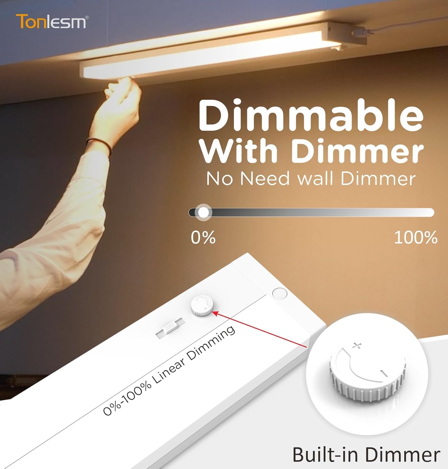 LED Under Cabinet Lighting Hardwired Or Plug in, 24 Inch17W1700LM Super Bright,Dimmable With Dimmer,120V 5CCT 2700/3000/3500/4000/5000K, Linkable Cabinet Light,Under Counter Lights for Kitchen