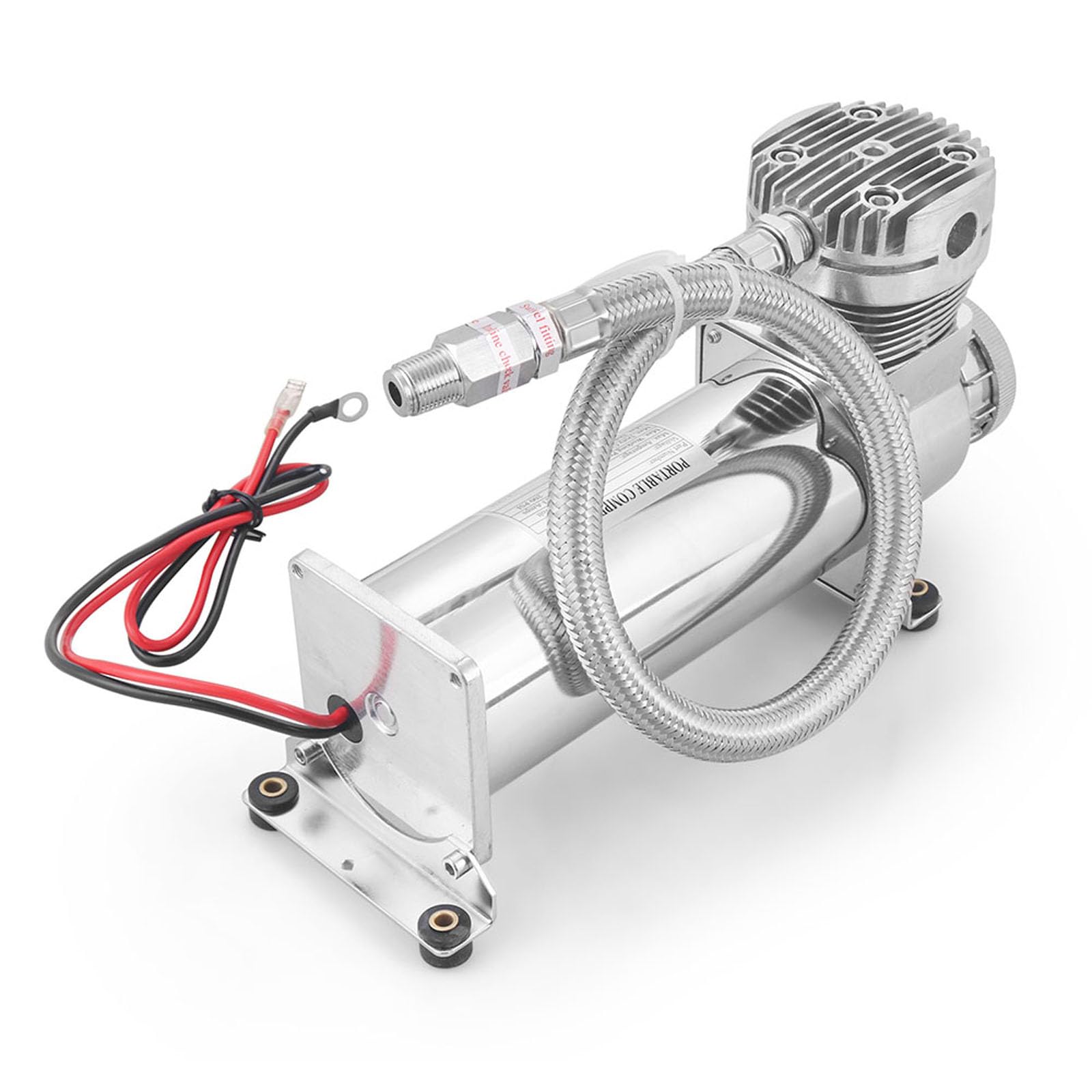 200 PSI 3/8 NPT Air Heavy Duty Uniwersalny zestaw węża kompatybilny z zawieszeniem/poduszką powietrzną/klaksonem pociągu DC 12 V 480C posrebrzany chrom