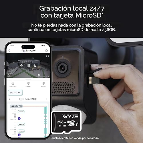 Miniatura 6 de WYZE Floodlight Camera v2, cámara de seguridad para exteriores, 2K HD con visión nocturna a color, LED de 2800 lúmenes, visión amplia de 160, sirena