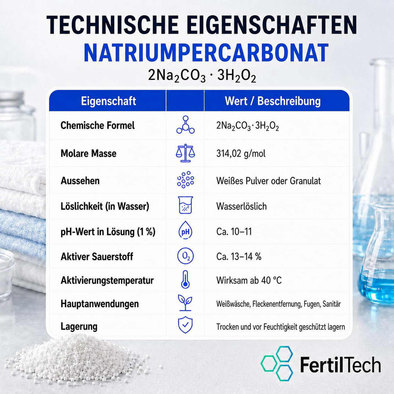 Natriumpercarbonat 25 kg | Vielseitige Sauerstoffbleiche mit Aktivsauerstoff | Fleckenentferner und Textilaufheller | Haushaltsreiniger für Fugen, WC, Oberflächen und Abflüsse