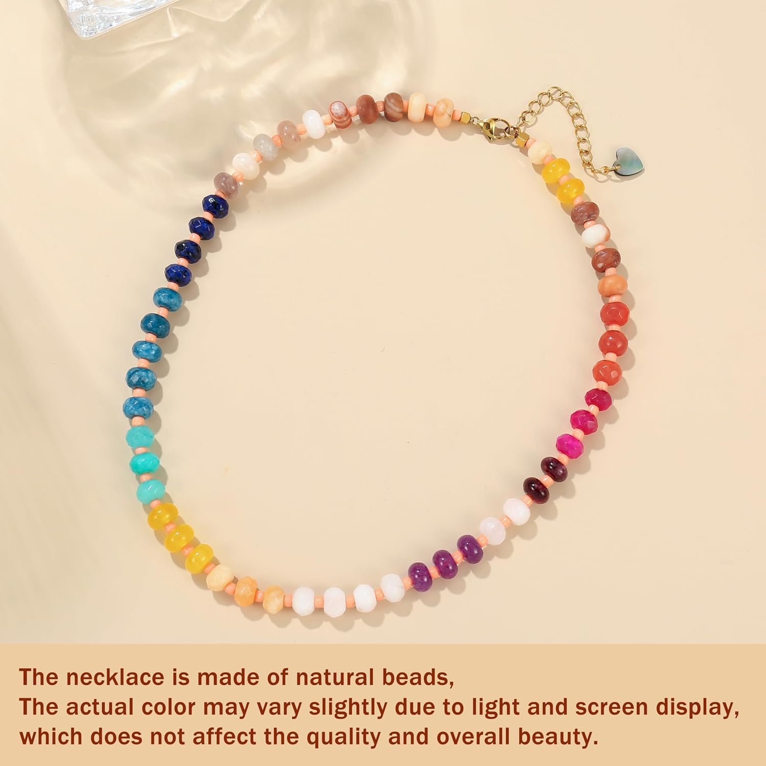 Gemstone Beaded Necklace for Women Colorful Natural Stone Freshwater Pearl Surfer Beach Rainbow Necklace Jewelry Gift - Image 4