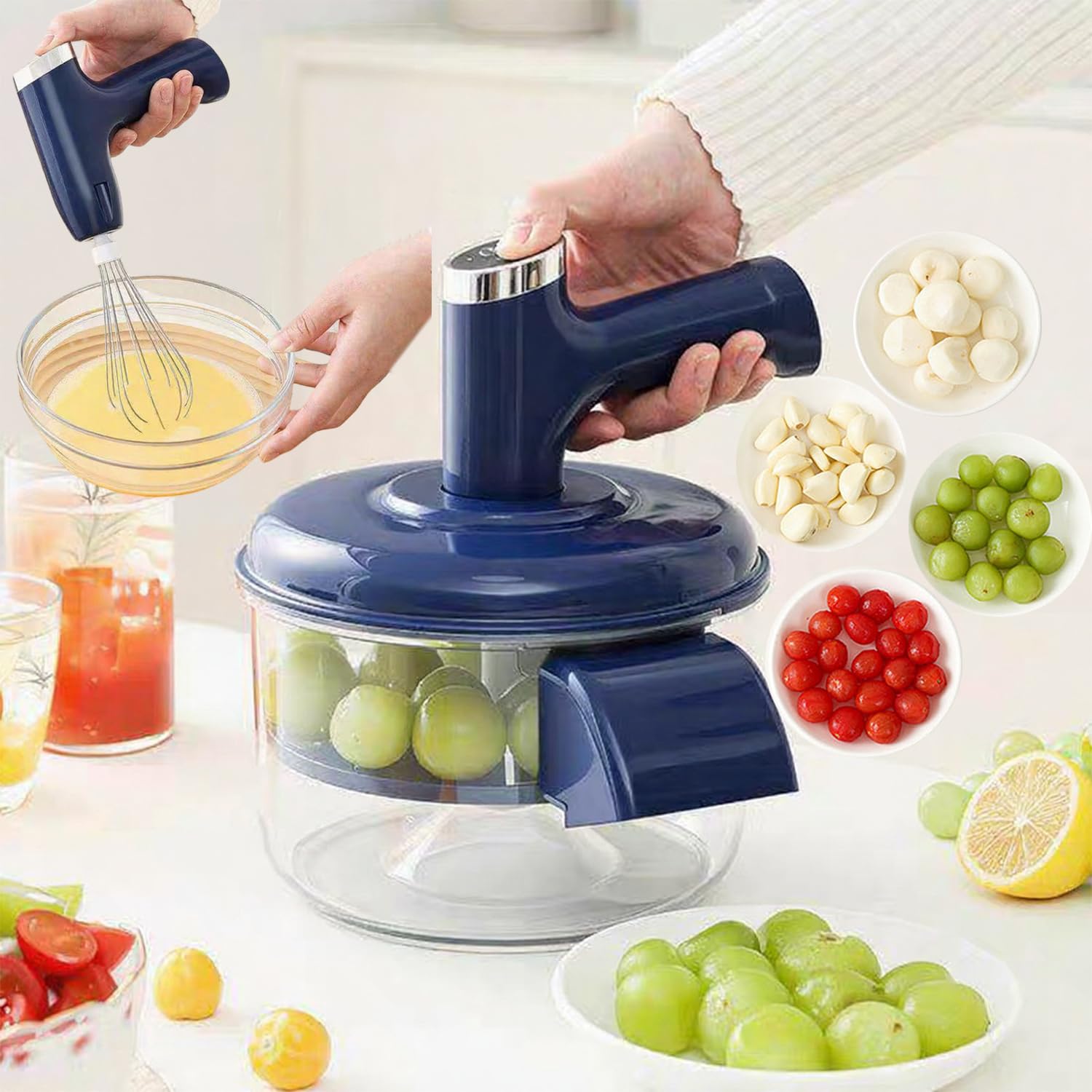 Photo 1 of ***MISSING PIECES -SELLING AS PARTS ONLY***2-in-1 Automatic Peeler & Handheld Egg Beater Combo, Electric Garlic Grape Tomato Peeler Machine with Detachable Cordless Whisk, Multi-Function Kitchen Tool Set (Blue)
