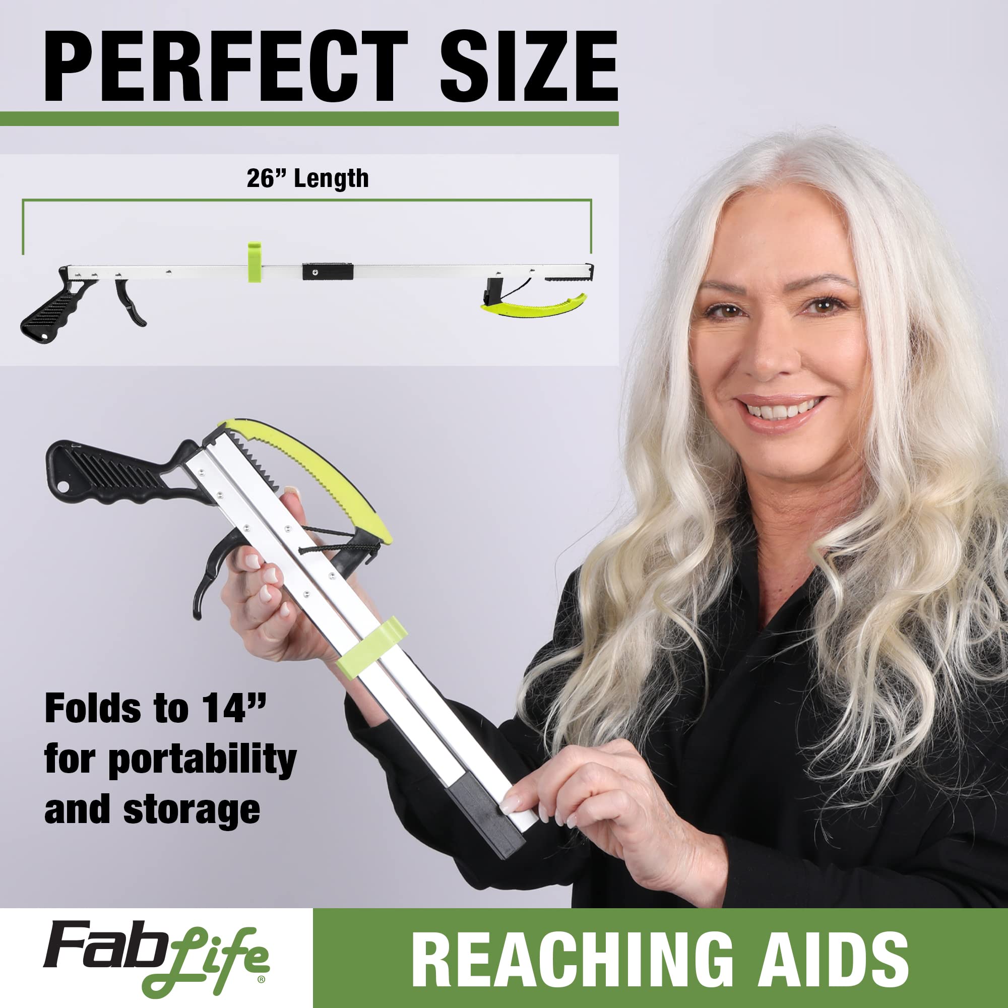 FabLife Reaching Aids for Mobility, Hip Replacement, Knee and Back Surgery, Rehabilitation, Physical Therapy, Recovery Daily Living Aid Grabber Magnetic Reacher Extended Reach with Easy Trigger