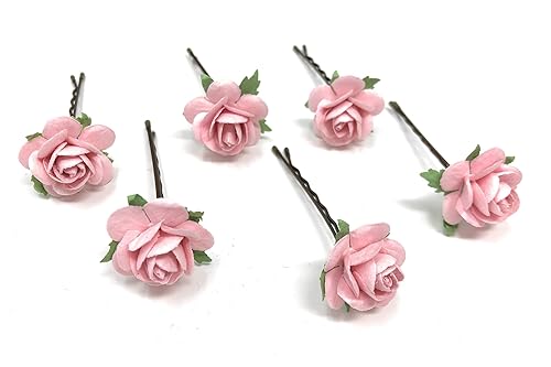 Miniatura 5 de Flores horquillas de pelo de la boda clips de pelo nupcial pieza de pelo rosa accesorios de pelo