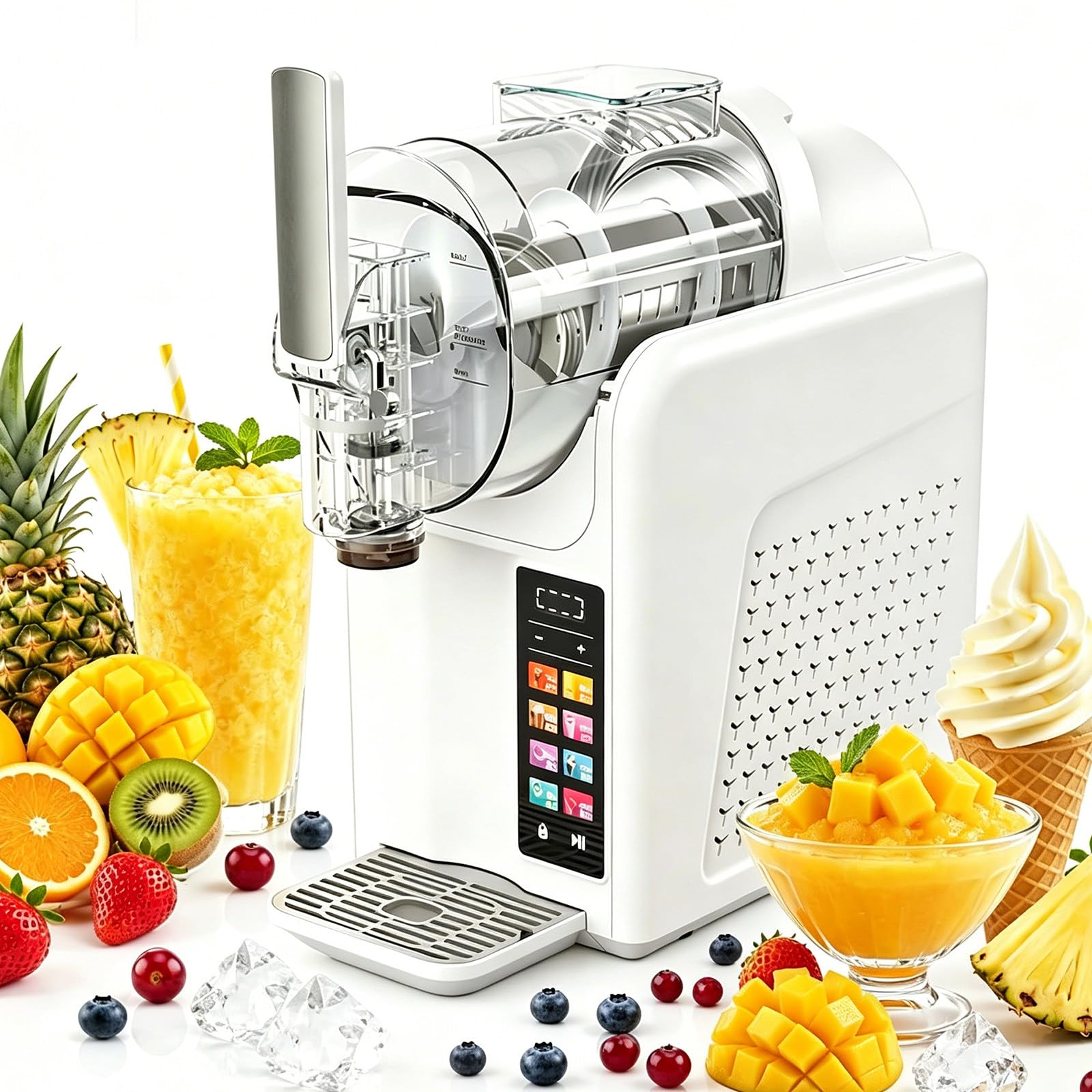 AityBuy Slushie Machine, 2L/68oz Fro-zen Drink & Slushy Maker for Home, No Ice Needed, 7 Presets, Self-Cleaning, for Margaritas, Frappés, Milkshakes, Smoothies SingleBowl-White