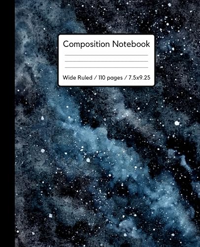 Galaxy Composition Notebook Wide Ruled Blank Lined Paper Notebook Journal, 7.5" x 9.25" Space Galaxy composition notebook. Perfect Writing Journal