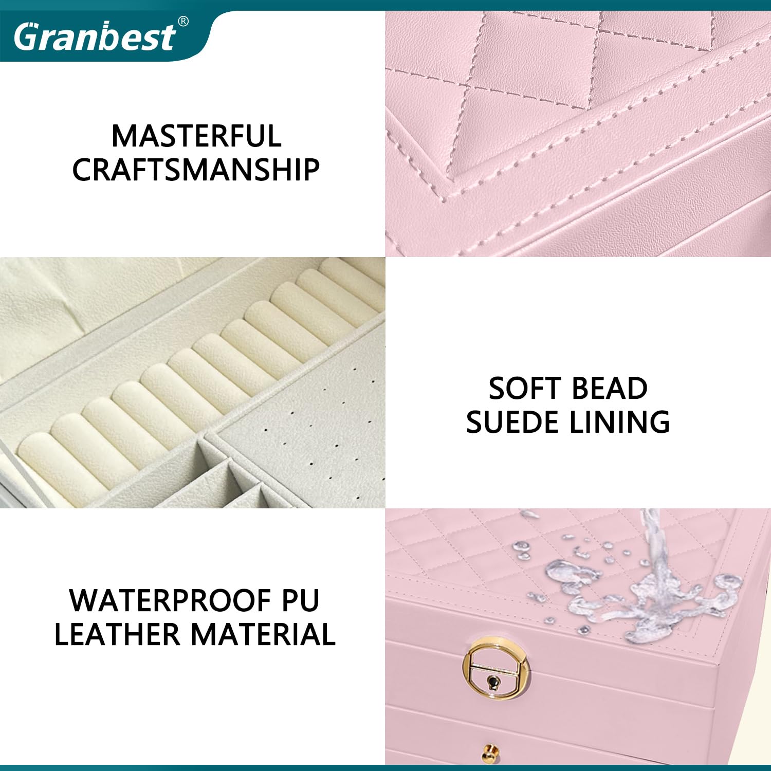 Granbest Scatola portagioie a 3 strati con 2 cassetti (grigio