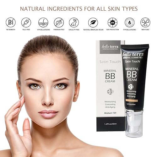Miniatura 4 de Bellaterra Cosmetics BB Cream Tinted Moisturizer, Fundación 1.69oz - Dark 108 101 Feria,102 luz,40.9 in Medium,105 Bronceado Medio,107 Bronceado