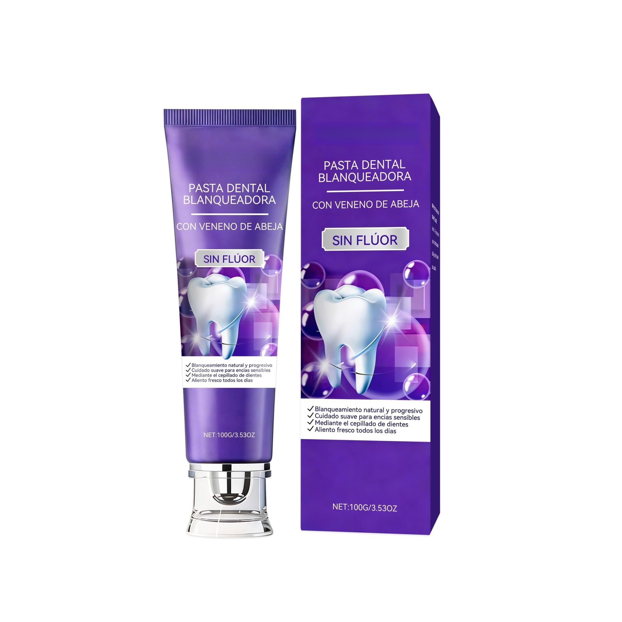 Dentifricio Sbiancante Formula Al Veleno D'api Senza Fluoro Delicato For Denti Sensibili Alito Fresco Pulizia Quotidiana 100g(3PCS)