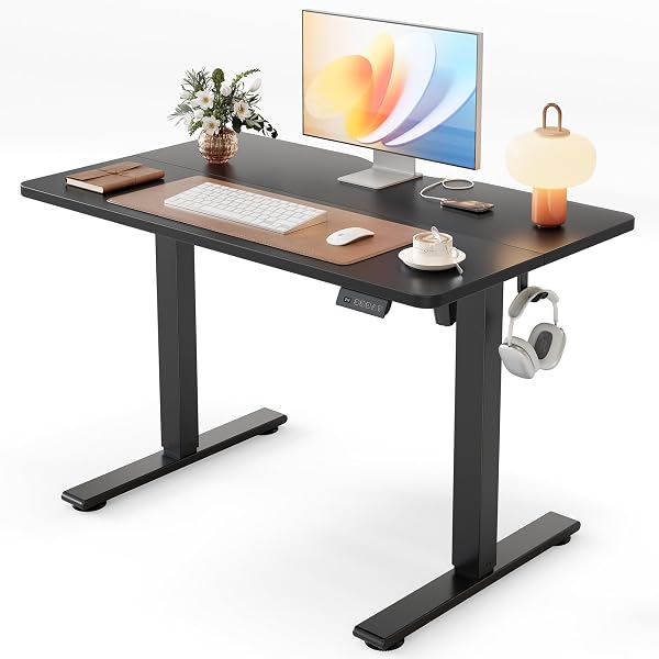 Cubiker 40 x 24 Inch Standing Desk, Stand up Height Adjustable Home Office Electric Table, Sit Stand Desk with Splice Bo