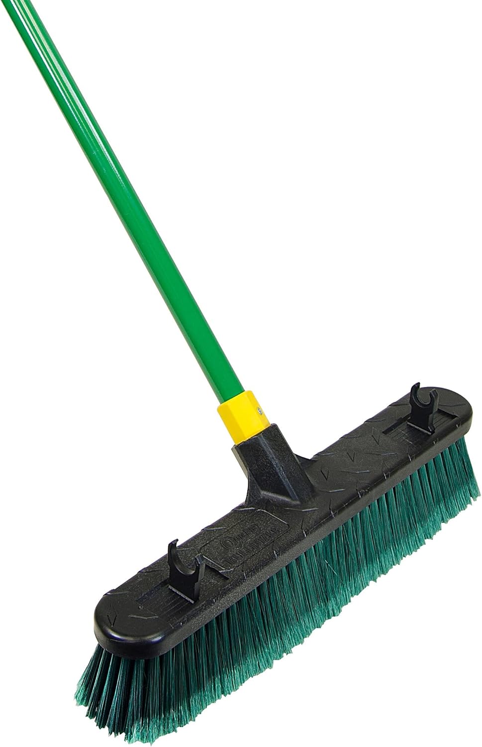 Quickie Bulldozer 24-Inch Multi-Surface Push Broom, Size: 60 Wood Handle with Swivel Hang-up Feature. 15/16-inch Diameter Handle, Green - with Scraper : Health & Household