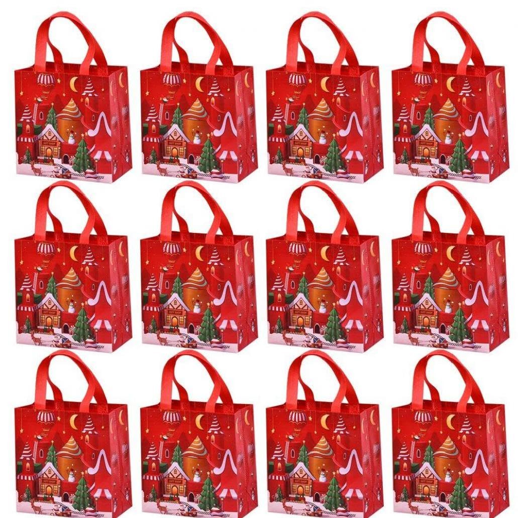 クリスマスギフトバッグ 持ち手付きクリスマストートバッグ バルク、ギフト クリスマスギフトバッグ 4個 持ち手付きクリスマストートバッグ