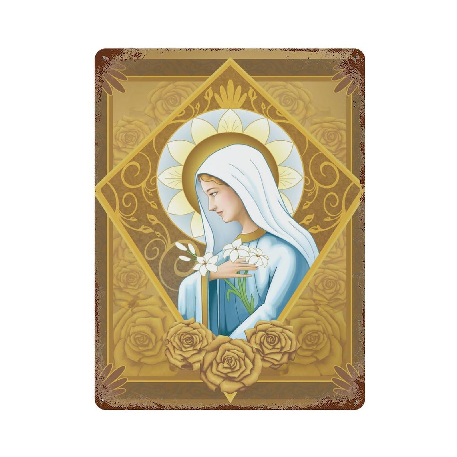 Mystical Rose Decorative Tin Sign 15.7"x11.8", Farmhouse Wall Decor for Living Room, Hallway And Home Decor