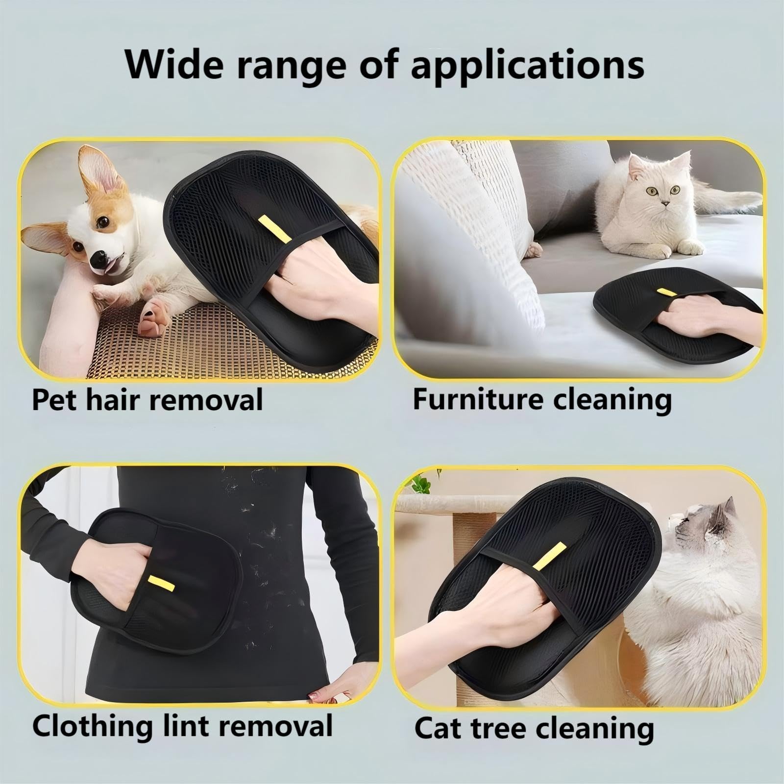 EVIMAR Pet Hair Remover Gloves for Dogs and Cats Electrostatic Grooming Gloves for Furniture Car, Couch & Carpet - Image 4