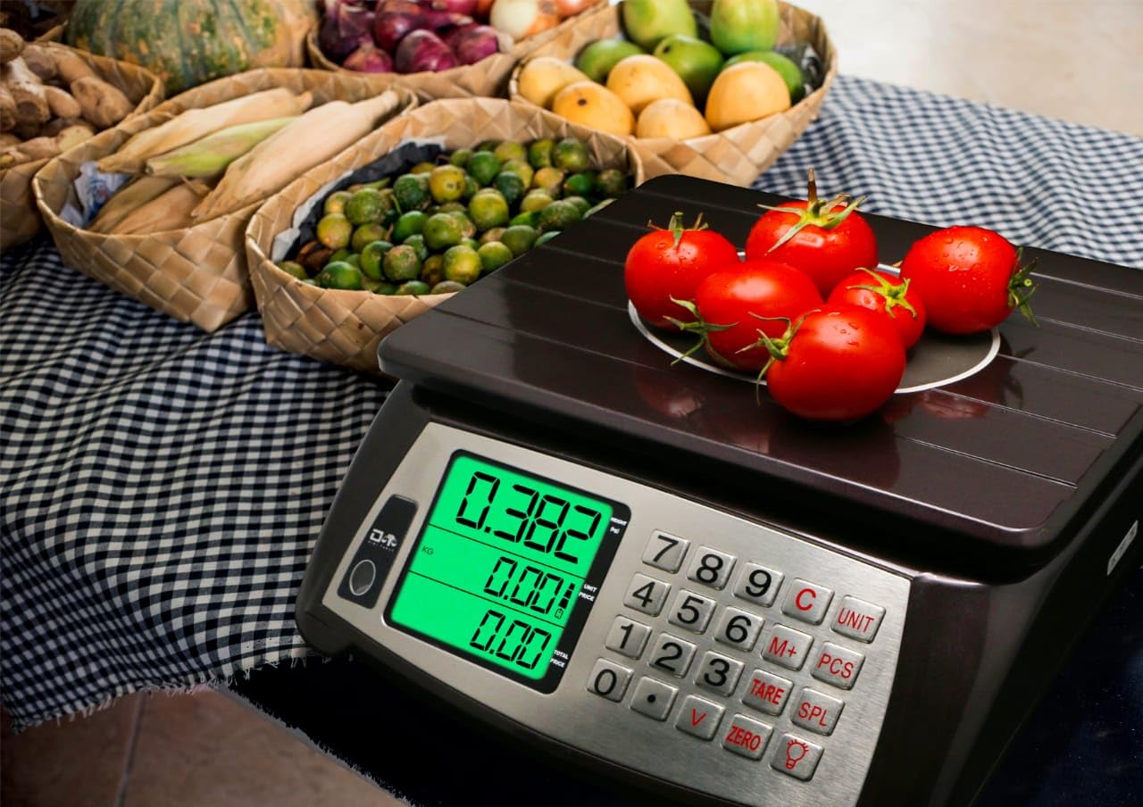 Price Computing Scale, Commercial Food Scale, Counting Function,66lb/30kg,1g, Rechargeable, Waterproof Design, Stainless Steel Keys,Large LCD for Produce, Farmers Market, Grocery, Deli, Meat, Retail