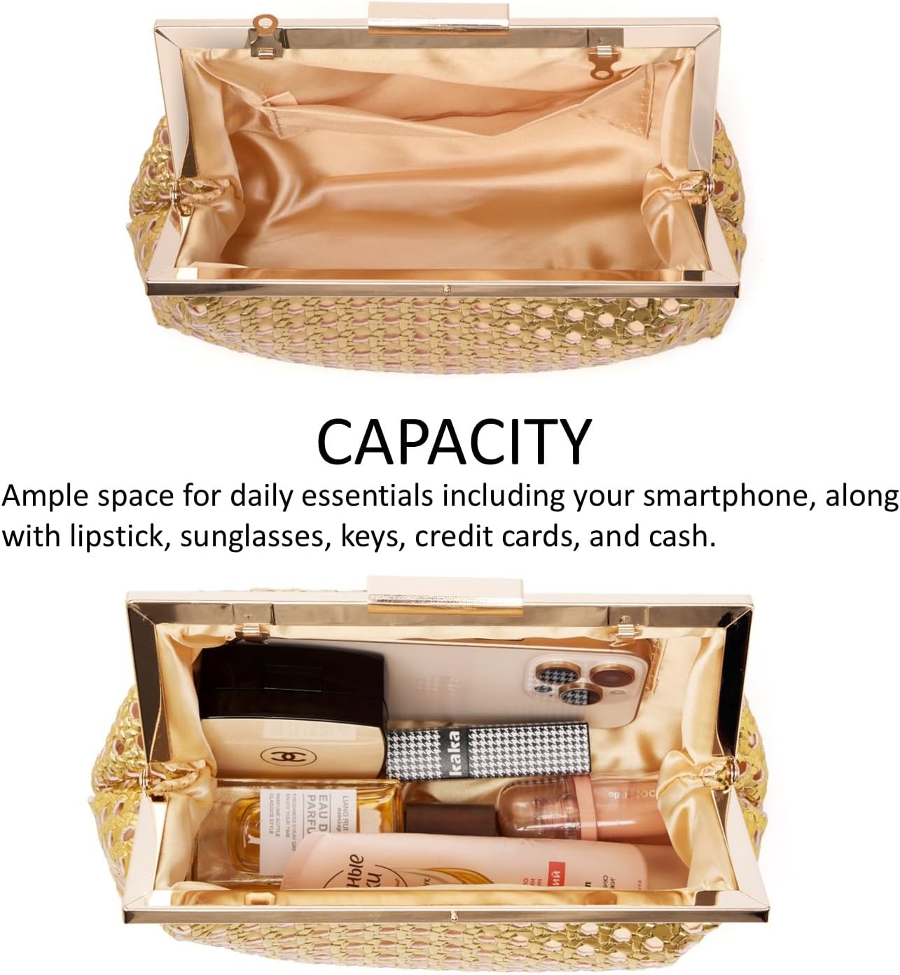 DETARA Woven Evening Bag Clutch Purses for Women Fashion PU Leather Crossbody Purse for Wedding Party and Prom