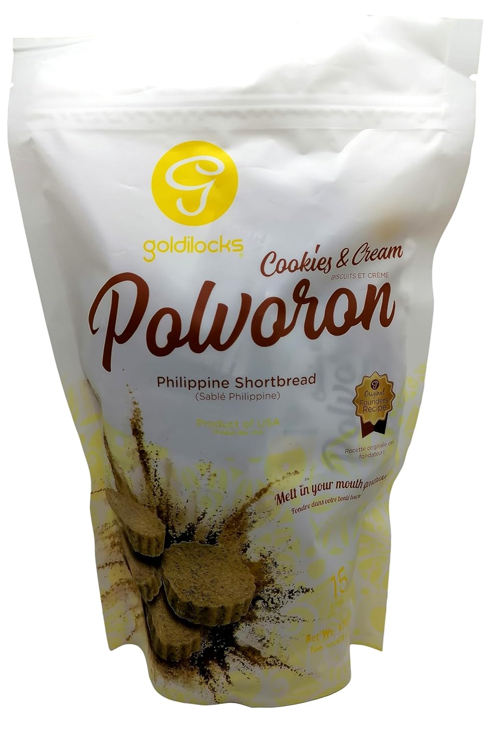 Goldilocks Polvoron Cookies and Cream Philippine Shortbread 15 oz (425g) 15pcs (1)