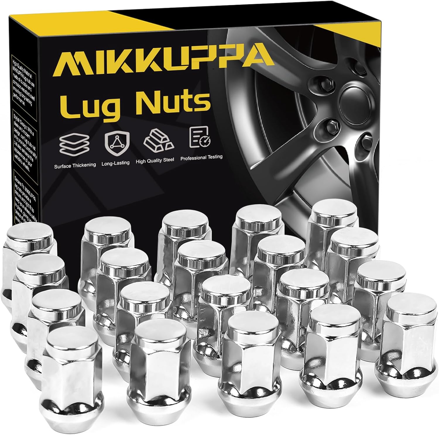 MIKKUPPA 1/2-20 Chrome Closed End Lug Nuts for Jeep Wrangler 1987-2018, Liberty, Grand Cherokee - 20 Pack Aftermarket Wheels