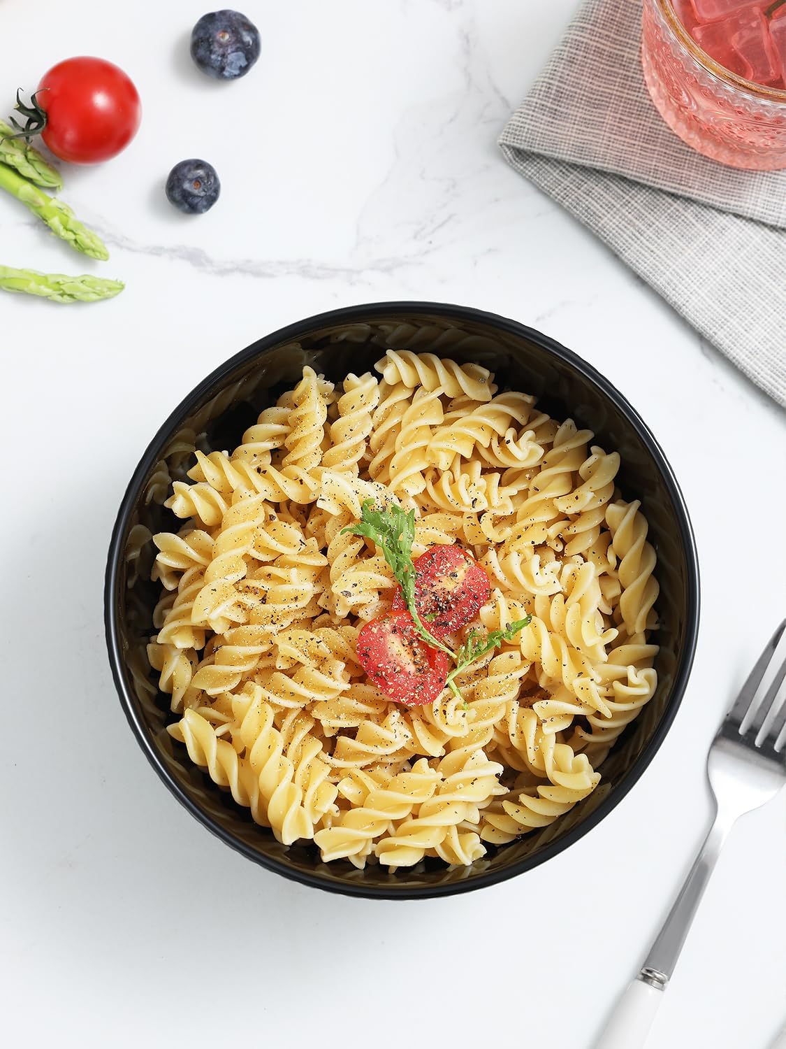 Yedio Black Ceramic Bowls Set of 4, 38 oz Porcelain Large Bowl for Kitchen, Cereal, Soup, Dessert, Rice, Snack, Fruits, Ice Cream, Noodle,Breakfast, Microwave Dishwasher Freezer Oven Safe - Image 7