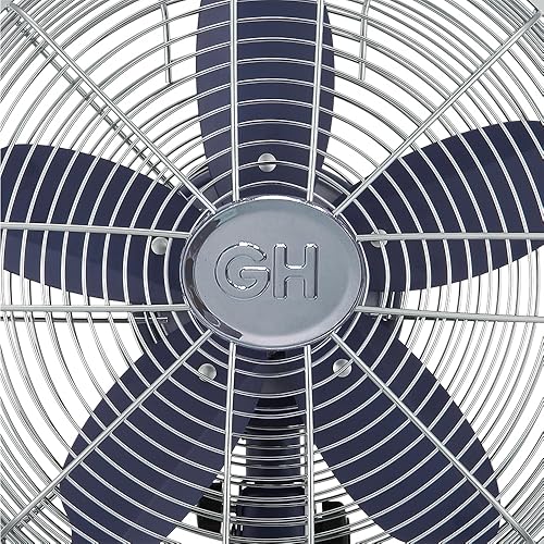 Miniatura 3 de Good Housekeeping 92618 Ventilador de mesa de oficina retro de 12 pulgadas con amplia oscilación, ajustes de 3 velocidades y asa de transporte, azul