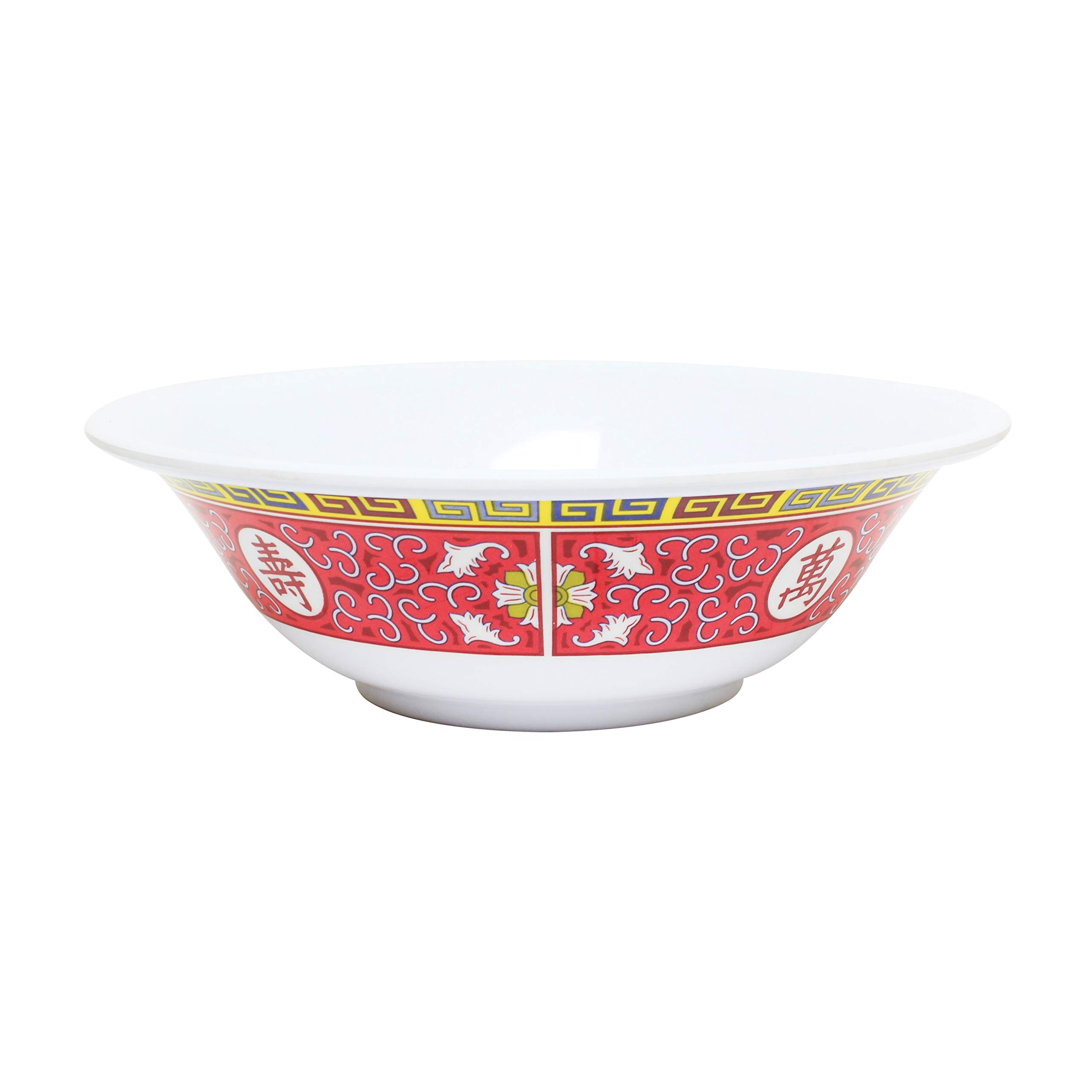 Longevity melamine dinnerware collection 15 oz by Thunder Group – 15.0 ounces, Melamine, White Red Yellow, Model 5106TR