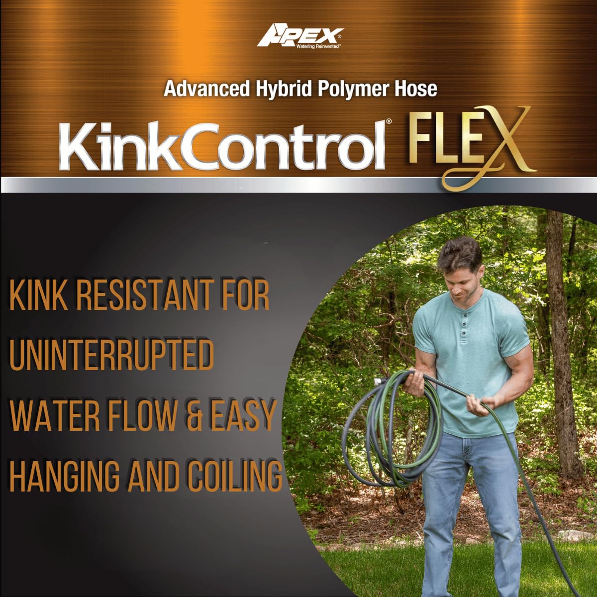 Teknor Apex 5102-100 - Manguera de jardín flexible con control de torceduras, color gris