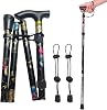 Foldable Walking Stick for Men and Women Height Adjustable Portable Walking Aid for Seniors for Hiking Camping Mountaineering Trekking (Black)