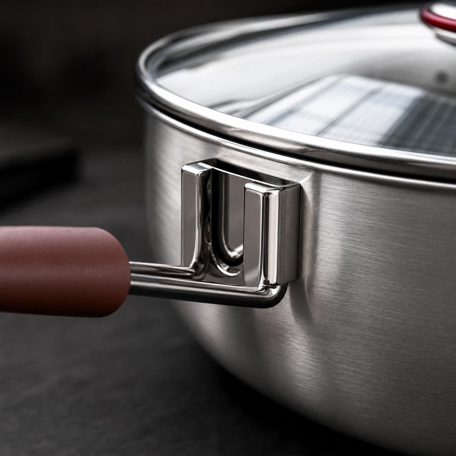 Milageto Sauteuse avec Poignée Amovible Inox 316, Couvercle Poêle 28CM