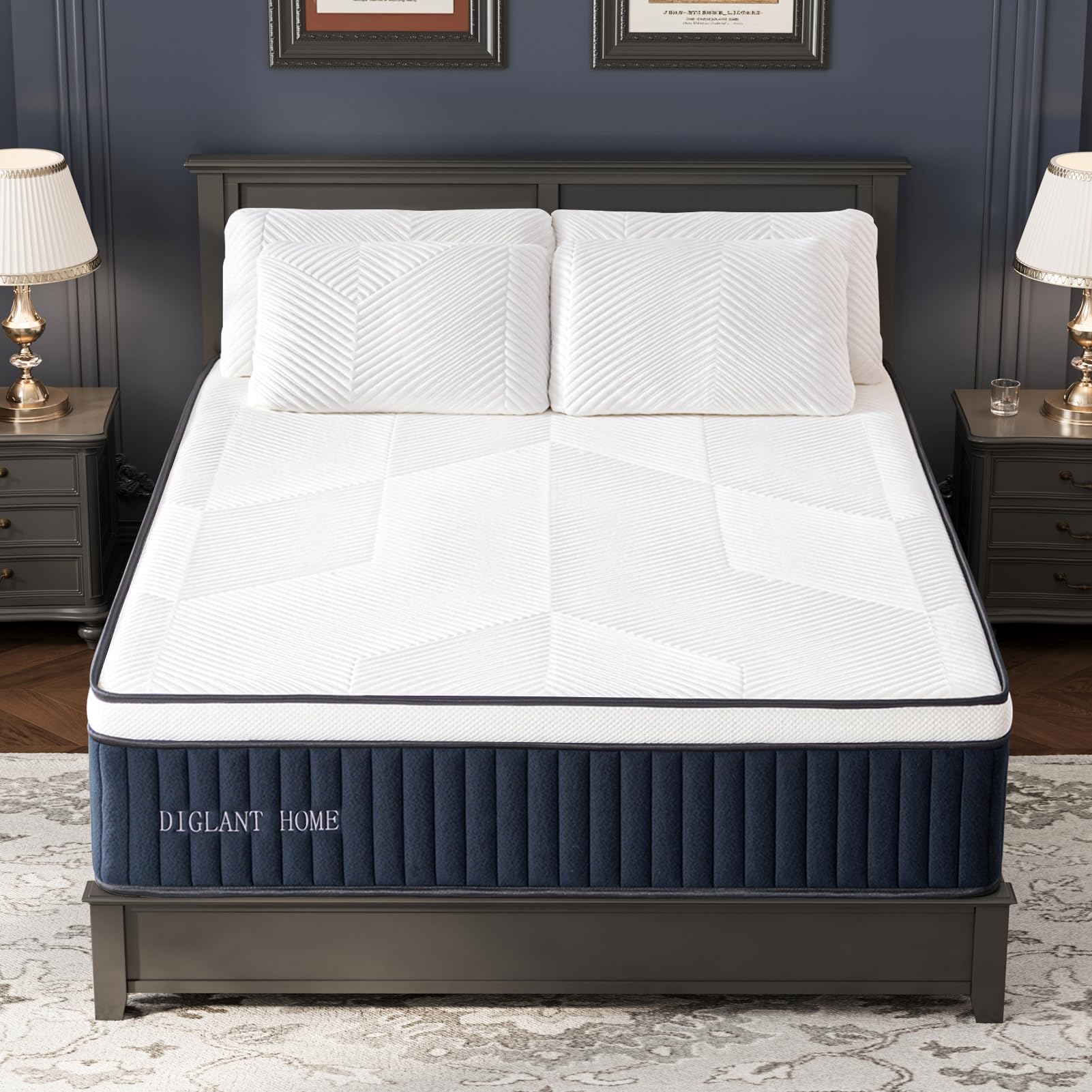 Queen Mattress, DIGLANT 14 Inch Euro Top MDI Memory Foam with Pocket Springs Hybrid Mattress, Medium Plush Feel Queen Size Mattresses for Supportive & Pressure Relief, CertiPUR-US, 60"*80"