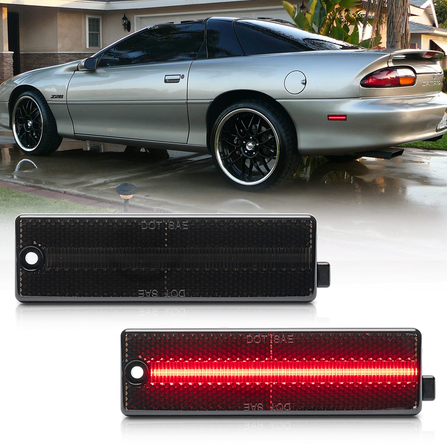 Smoked Lens Red Full LED Strip Rear Side Marker Lights For 1993-02 Che - Foto 5