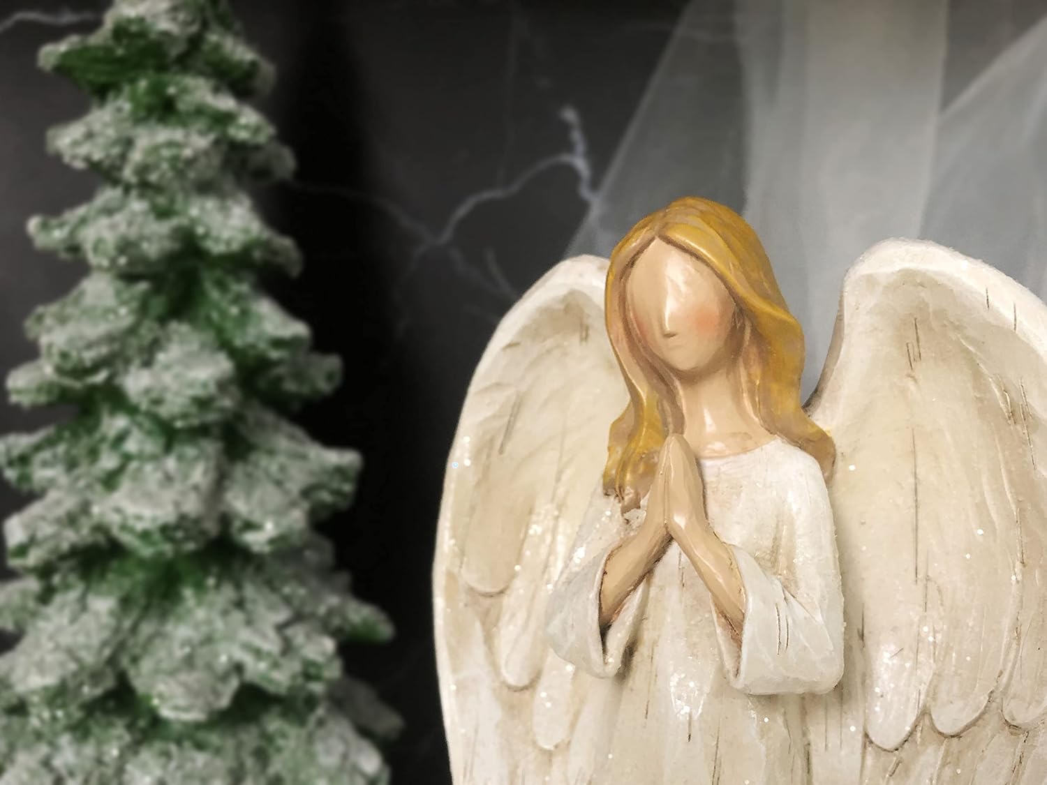 Hodao Praying Angel Figurine, Hand-Painted Resin Guardian Angel Decor, Meaningful for Mom, Loving Valentine’s Keepsake, Easter & Spring Home Tabletop Ornament - Image 7