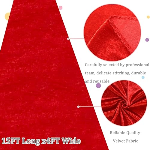 Miniatura 5 de FOTSHARER Camino de pasillo de boda, alfombra roja para fiesta, 4 x 15 pies, alfombra de terciopelo al aire libre, camino de pasillo de boda,